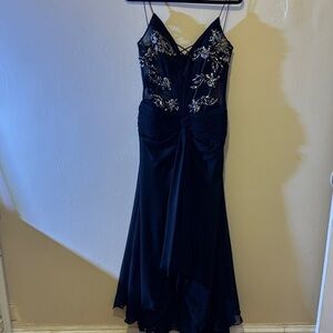 Elegant Black Embellished High Low Dress